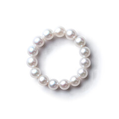 Obraz premium Top view natural pearl women bracelet or necklace, isolated on a white background