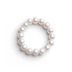 Obraz premium Top view natural pearl women bracelet or necklace, isolated on a white background