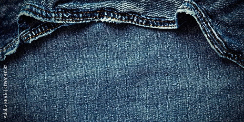 Poster denim blue jean texture with frayed edges positioned at the top creating a stylish background ideal 