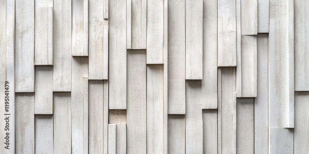 Aufkleber textured panel of vertically arranged wooden planks in neutral white shades creating a modern decora