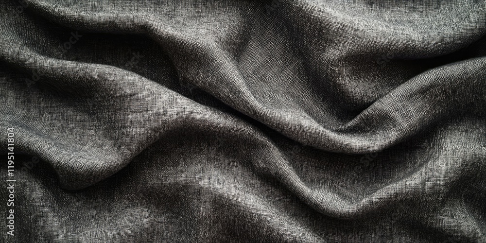 Poster textured grey fabric backdrop featuring soft, flowing folds with subtle shadows, creating depth and 