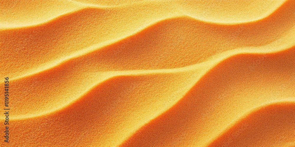 Poster orange sand dunes with soft waves creating texture and depth, ample copy space in the background for