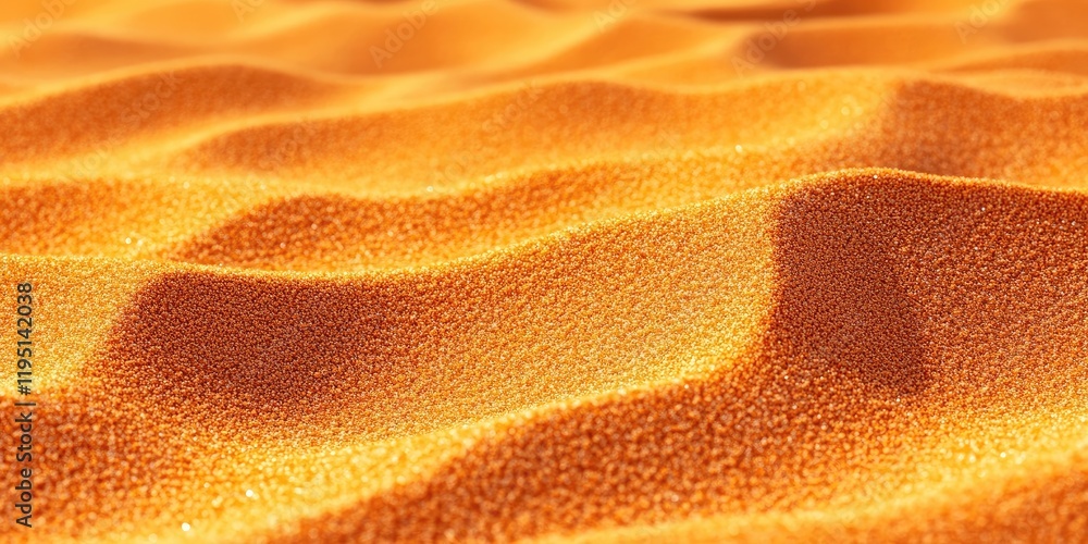 Poster textured orange sand dunes with smooth wavy patterns in the foreground and ample soft-focus backgrou