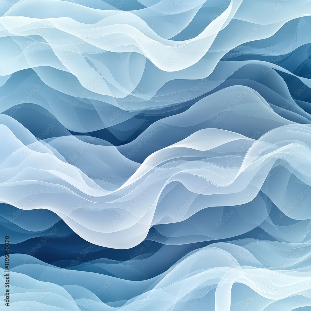 Poster serene blue waves: an abstract representation of calmness and fluidity for modern design projects