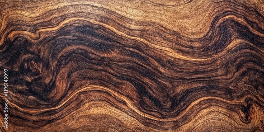 Poster richly textured dark brown and golden wood pattern showcasing flowing lines, perfect for creating ba
