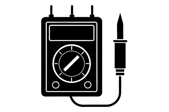 black multimeter with probe, electrical testing clip art preview