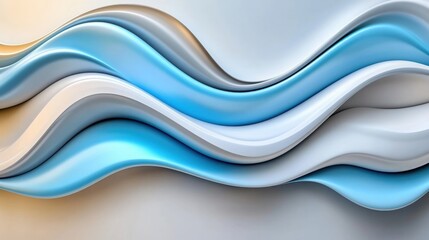 Fototapeta premium Abstract smooth wave background in blue, gray and white colors with glossy effect