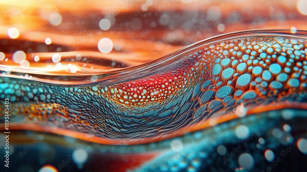 Poster vibrant abstract waves: stunning colorful patterns and textures in fluid motion captured in a dynami