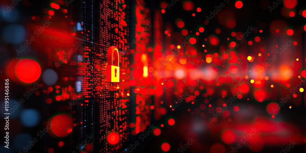Aufkleber a digital representation of security, featuring glowing locks and data, emphasizing cybersecurity an