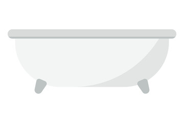 Modern bathtub vector illustration. Minimalistic flat design clipart, isolated white bath tub graphic for bathroom decor, interior design, and home improvement concepts.