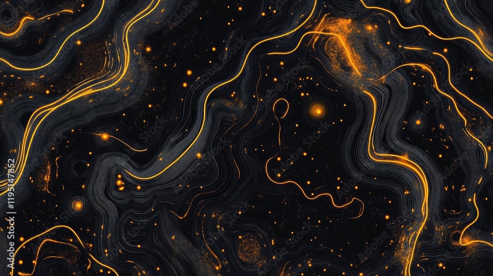 Poster Abstract Digital Background with Fluid Lines and Sparkling Elements