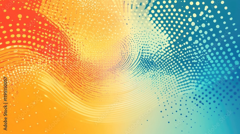 Poster vibrant abstract background design with colorful waves and dots