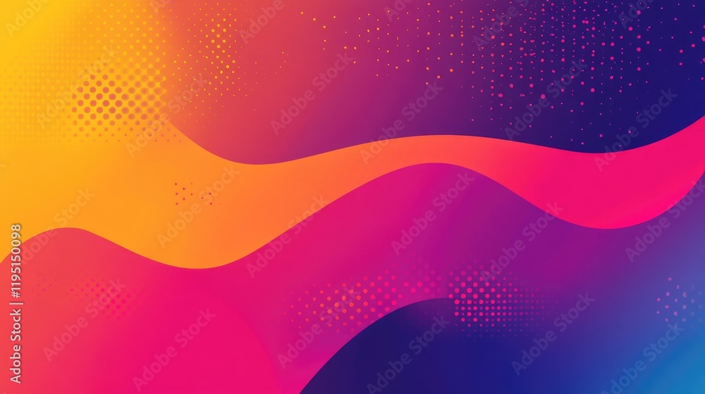 Poster vibrant colorful abstract background with wavy patterns and dots