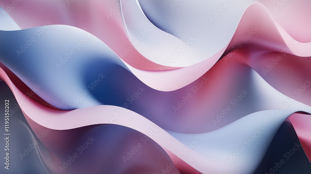 Poster abstract waves in soft pastel colors with smooth flowing patterns