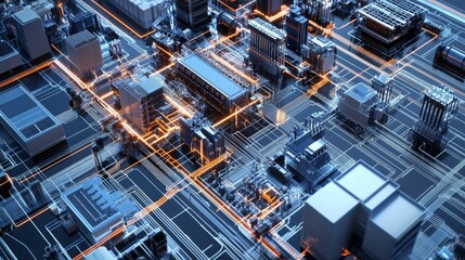 Abstract circuit board; glowing lines, complex design.