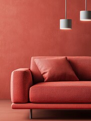Modern Coral Sofa in Living Room Setting