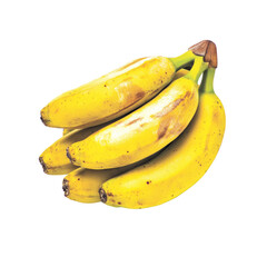 Bunch of Ripe Yellow Bananas Isolated on Transparent Background