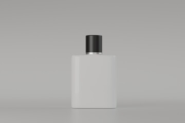 Minimalist Small Glossy White Glass Perfume Bottle with Black Cap