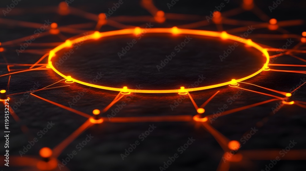 Aufkleber visualization of a circular trust map with glowing network connections