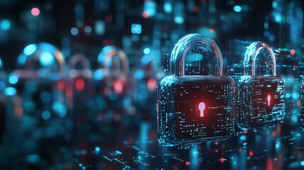 Digital locks symbolize cybersecurity in a virtual space
