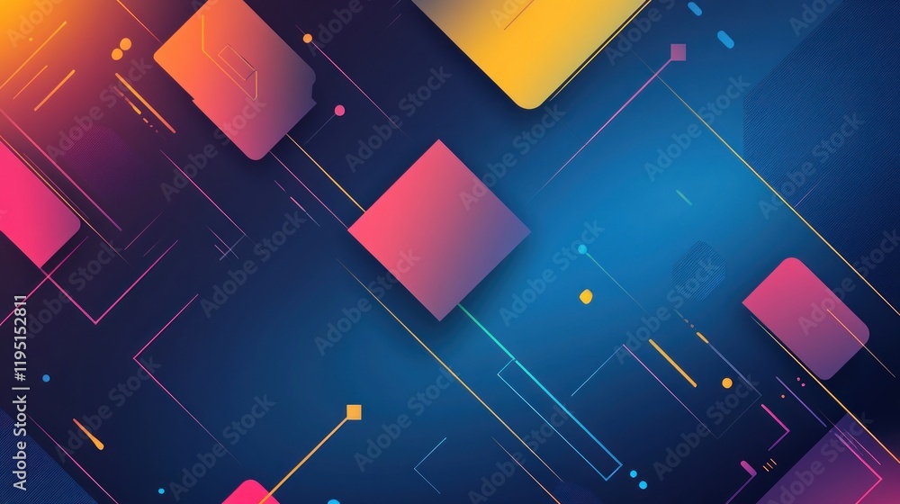 Poster abstract geometric background with vibrant colors and dynamic lines.