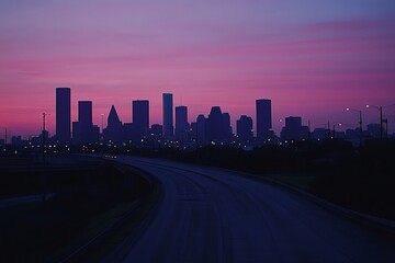 Fototapeta premium Houston, Texas Skyline At Sunset, Generative AI