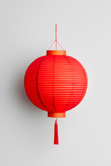 Obraz premium Red paper decorative lantern, isolated on white background. Asian, Chinese style