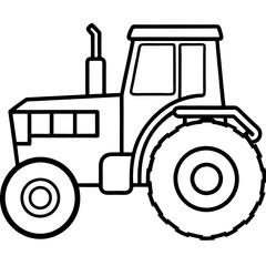 Classic Farm Tractor Line Drawing