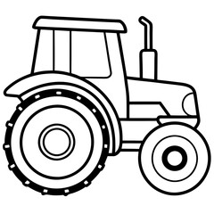 Classic Farm Tractor Line Drawing