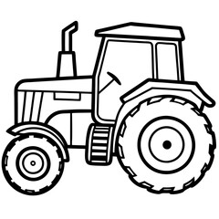 Classic Farm Tractor Line Drawing