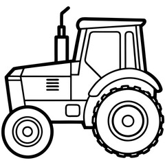 Classic Farm Tractor Line Drawing