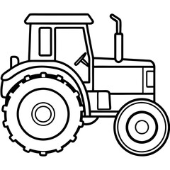 Classic Farm Tractor Line Drawing