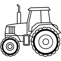 Classic Farm Tractor Line Drawing
