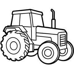 Classic Farm Tractor Line Drawing