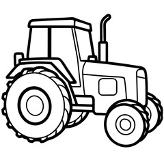 Classic Farm Tractor Line Drawing