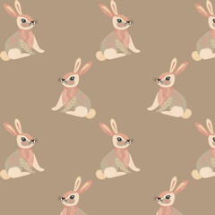 Pattern Illustration cute bunny beautiful harmonious combination of nude shades