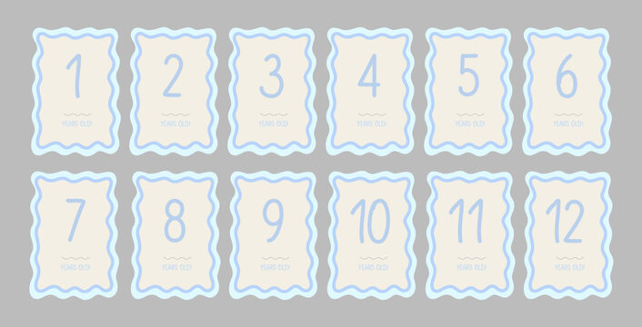 Baby Milestone Cards with numbers in pastel colors. Baby's first 12 numbers. Babys first year baby boy or girl shower gifts.