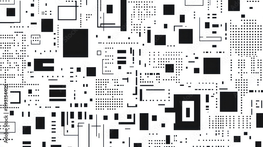 Poster abstract monochrome circuit board pattern.