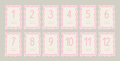 Baby Milestone Cards with numbers in pastel colors. Baby's first 12 numbers. Babys first year baby boy or girl shower gifts.