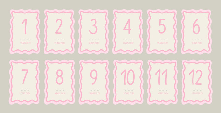 Baby Milestone Cards with numbers in pastel colors. Baby's first 12 numbers. Babys first year baby boy or girl shower gifts.