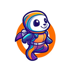 Adventurous panda astronaut space digital art playful environment dynamic perspective exploration theme