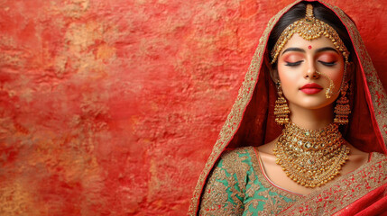 A high-fidelity 3D rendering depicting a traditional Indian bride in intricate attire, showcasing cultural elegance and beauty.