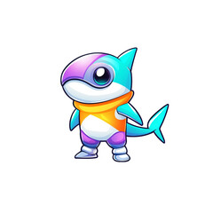 Playful cartoon shark character animated scene fun environment vibrant colors whimsical design for kids