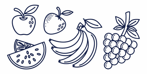 Fruits line icons set, editable stroke, vector eps10 illustration -  Perfect for Healthy Living, Food Projects, and AI Design Tools.
