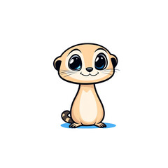 Naklejka premium Playful cartoon meerkat character digital art whimsical environment cute design cheerful concept