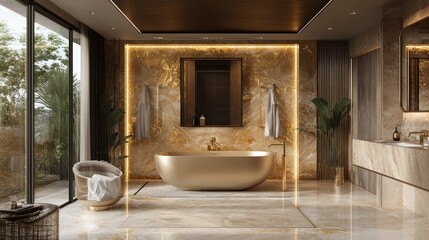 Fototapeta premium Elegant Modern Bathroom Design with Luxurious Gold Accents