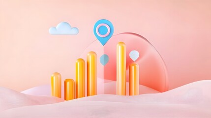 Minimal Pastel-Colored Progress Tracker Graph Symbolizing Project Milestones