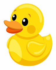 yellow duck toy  on white background. Yellow Rubber Duck Illustration – Perfect for Kids’ Designs and AI Creative Projects.