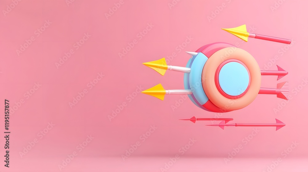 Poster minimal simple marketing performance chart with arrows on light pink background