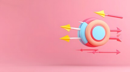 Minimal Simple Marketing Performance Chart with Arrows on Light Pink Background